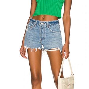 GRLFRND Helena High Rise Cut Off Short in Newport Size 25